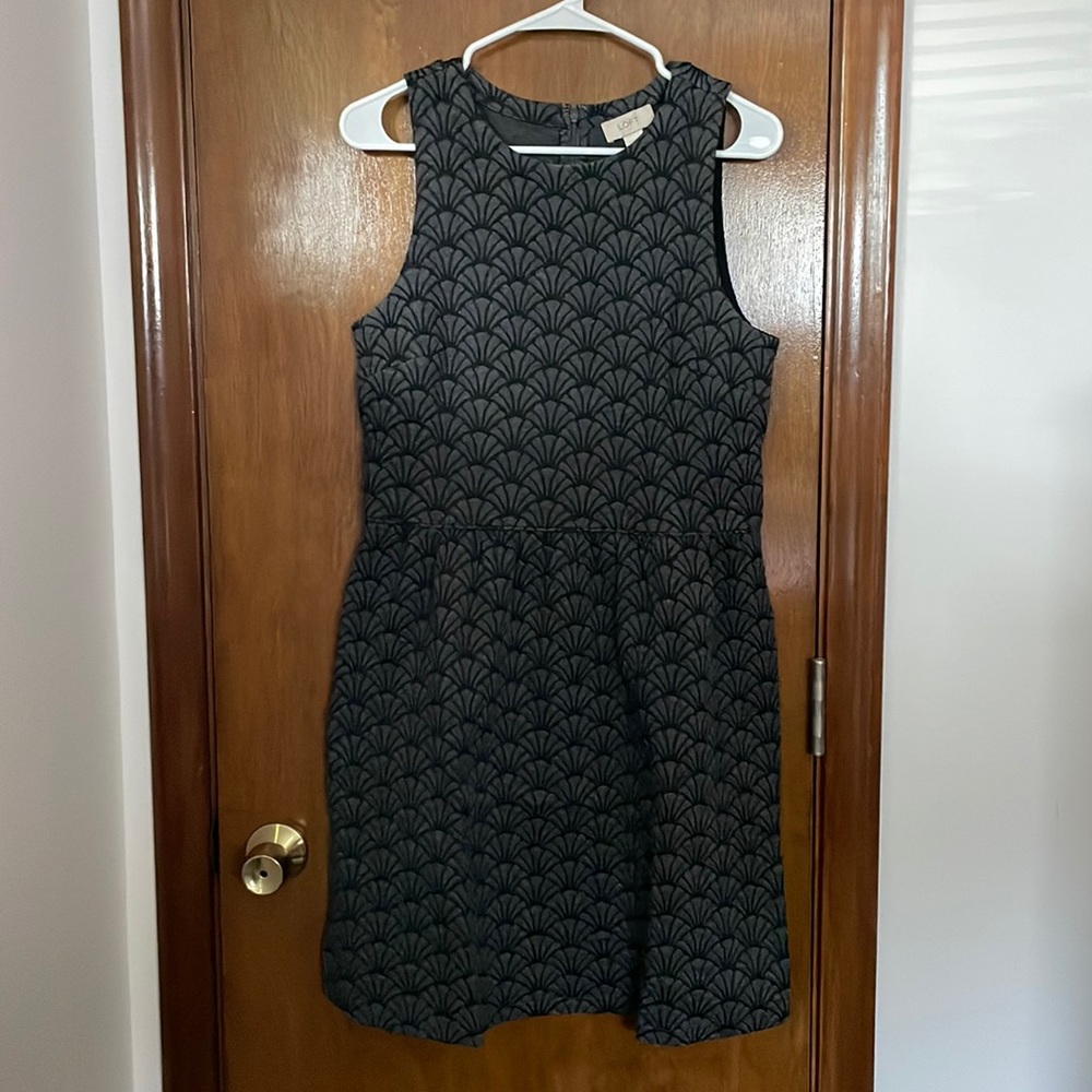 LOFT Fit and Flare Grey Dress